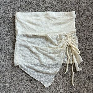 Cream Lace Ruched Crop Top